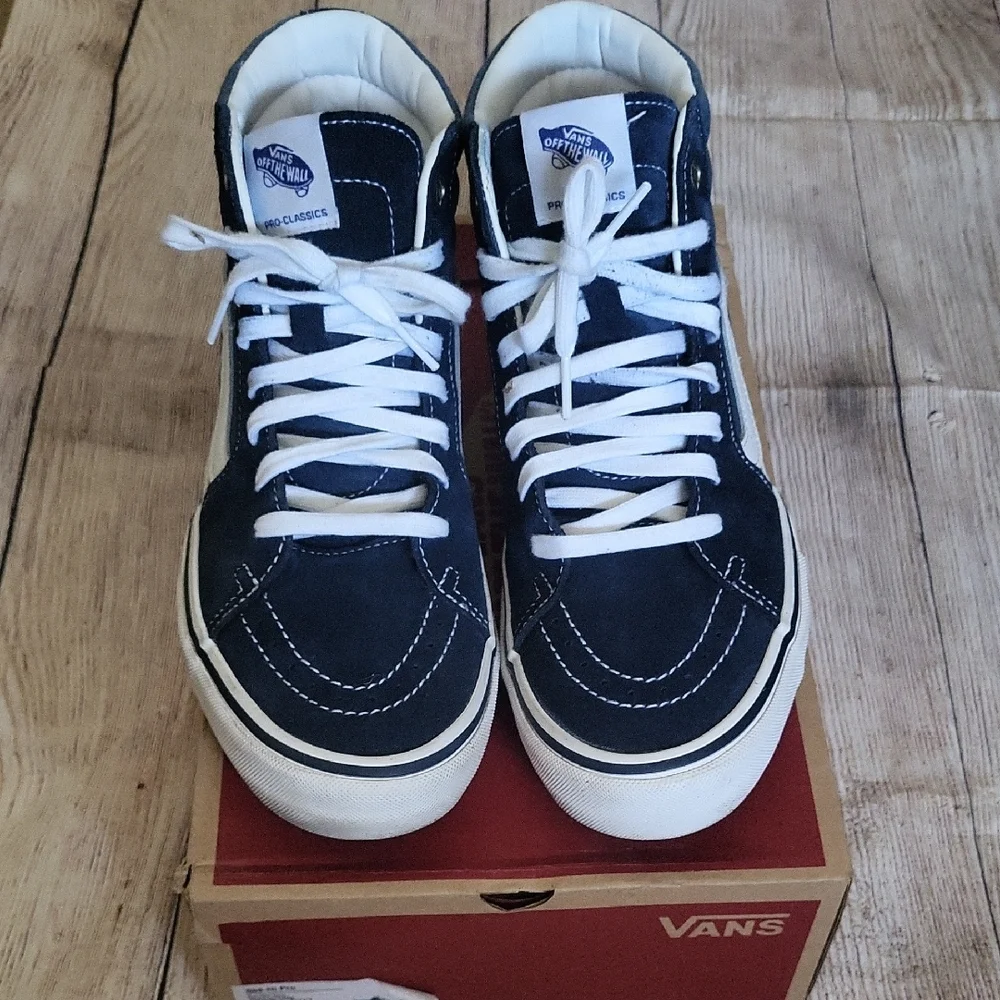 Vans Blue and White High-Top Sneakers - Picture 3 of 5